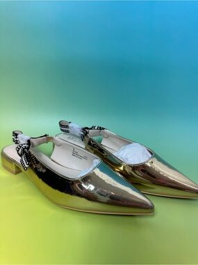 Cape Robbin Metallic Gold Pointed Toe Slingback Mule